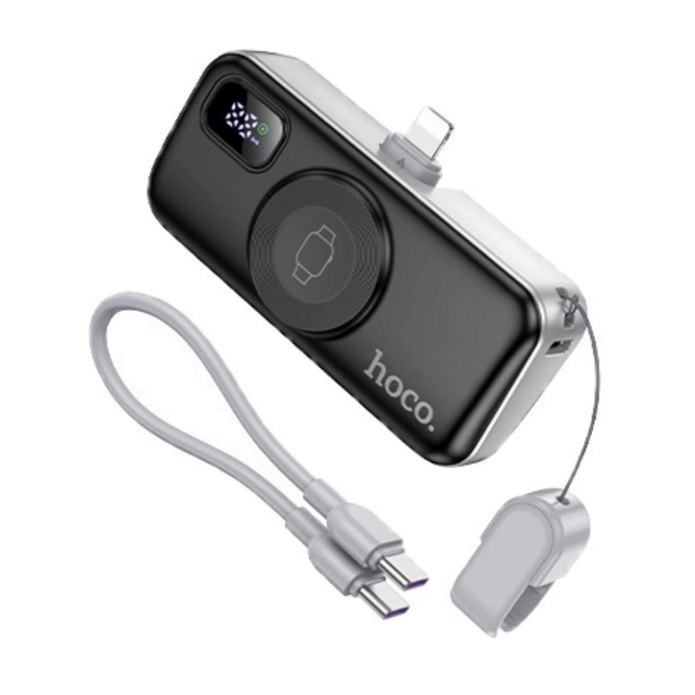แบตสำรอง HOCO A18I 5000MAH สีดำ แบบ IOS LIGHTNING พร้อมระบบชาร์จไร้สาย APPLE WATCH และ ชาร์จเร็ว PD 20W / QC 3.0